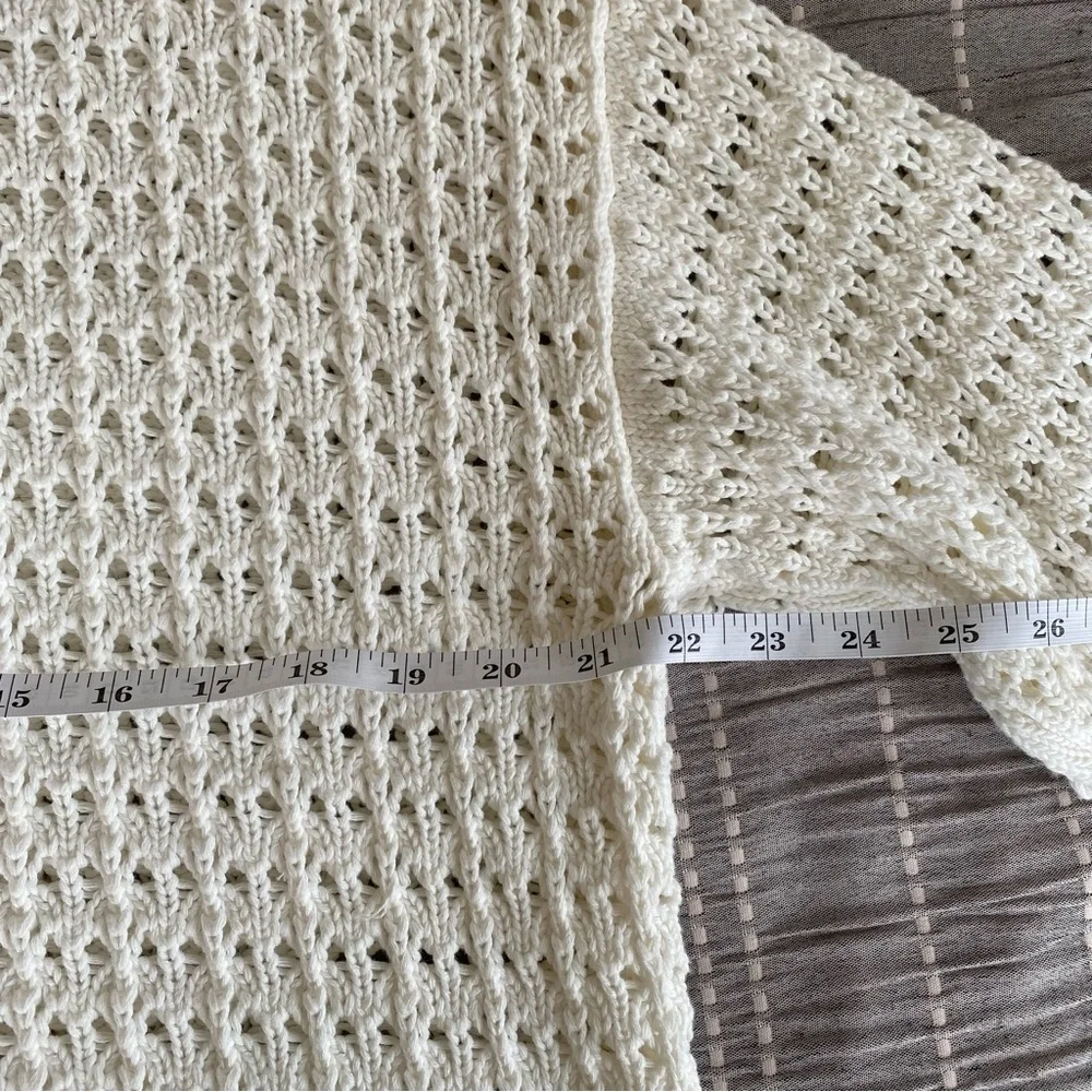 Gap Cream White Cotton Crew Neck Sweater Spring Small Boxy Oversized Coastal - Picture 6 of 7